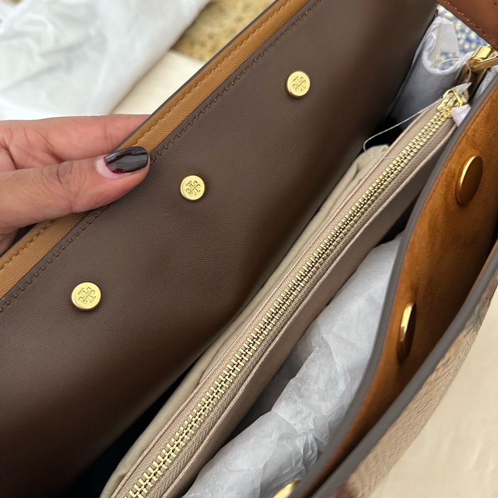 New Tory Burch Lee Radziwill Exotic Double Bag - Picture 13 of 16